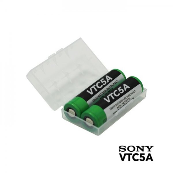 2PZ BATTERIA SONY VTC 5A 18650 con custodia di protezione